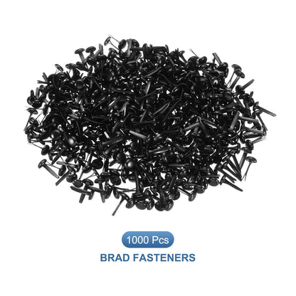 PATIKIL 1000 PCS Paper Brass Fasteners Split Pins Pastel Mini Metal Brads Round Head Plated Fastener for Craft Art Scrapbooking DIY Supplies, Black, 6 x 12 mm