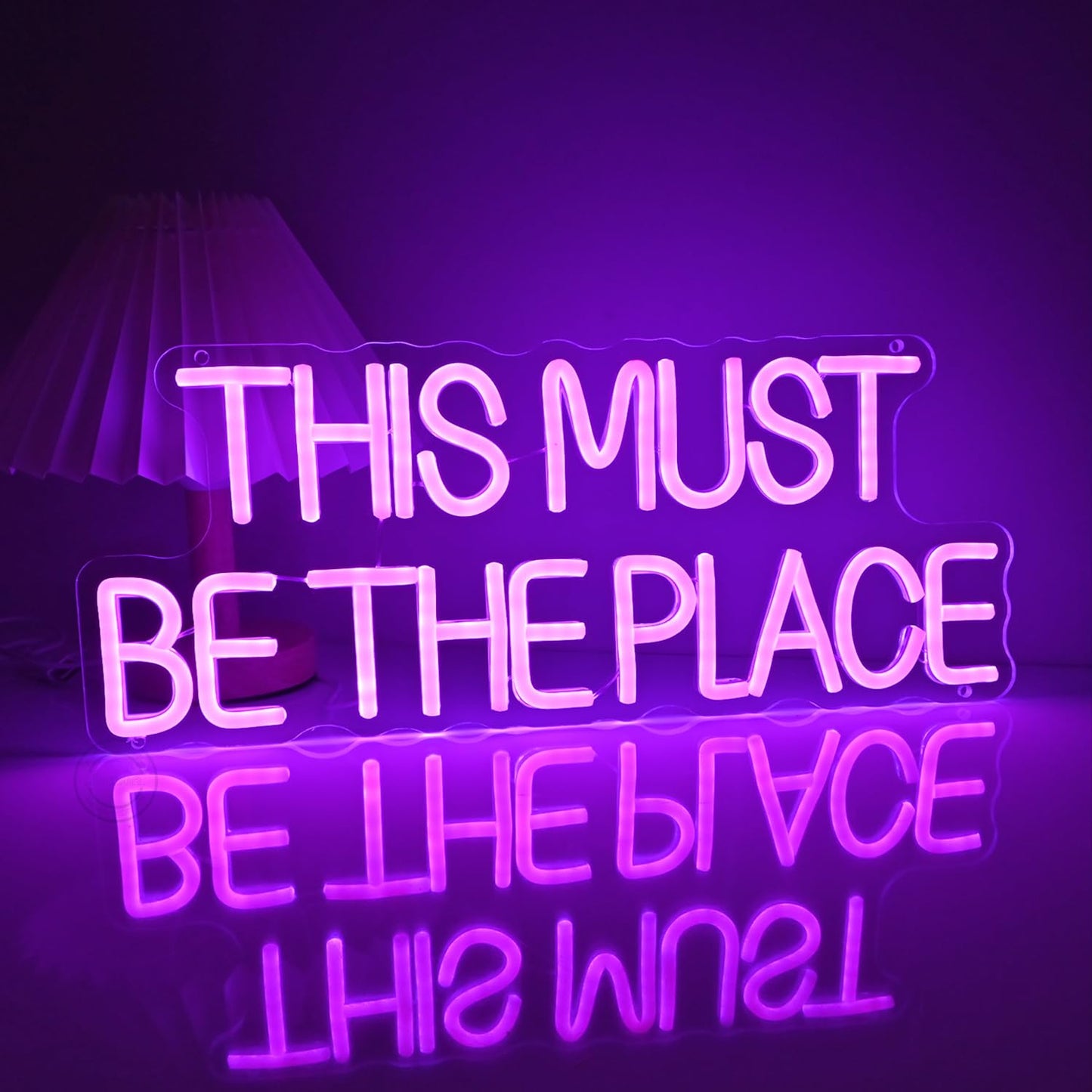 Britrio This Must Be The Place Neon Sign Light Gothic Wedding Birthday Party Decor Girl Bedroom LED Wall Art Decor Home Bar Office Christmas Light 5V USB