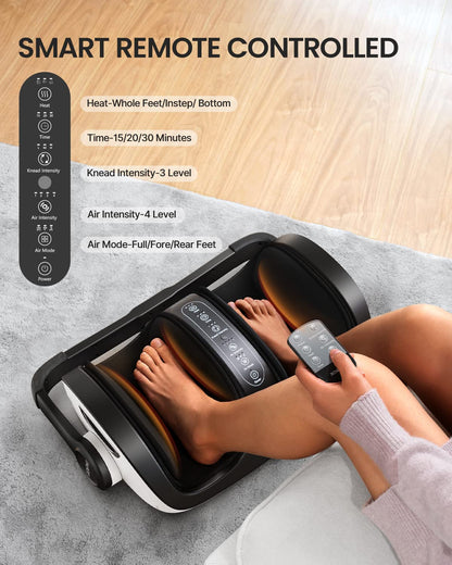 RENPHO Shiatsu Foot Massager with Heat, FSA HSA Eligible, Foot and Calf Massager Focus on Feet Health, Deep Kneading Massage for Plantar Fasciitis Relief, Fits Size up to 14, Fathers Day Dad Gifts