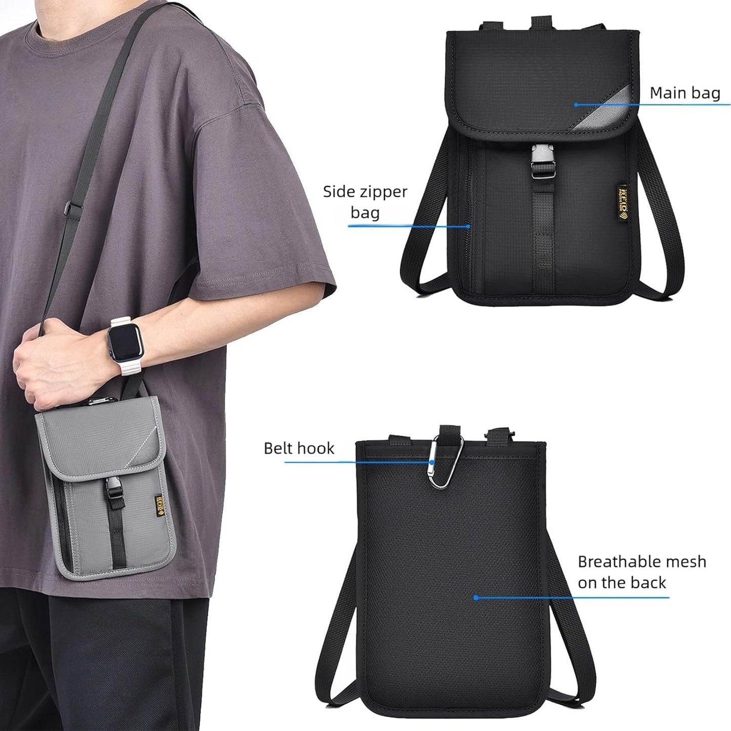 Passport Holder for Travel Pouch Neck Wallet for Traveling Women Men with RFID Blocking Waterproof and Slim Neck Pouch Adjustable Neck Strap (Z-Black)