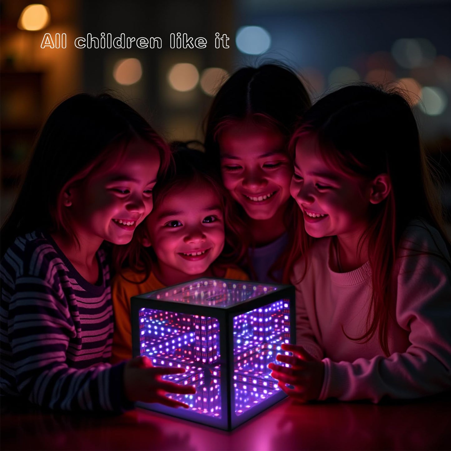 Heepulor Infinity Mirror Hyper Cube Table Lamp, Desk Art Night Light, Color-Changing Music-Sync APP-Controlled Ambient Light for Gaming, Party, Home, Gift (Small 4Inchs)