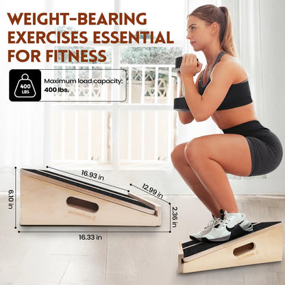 SCWHTHR Slant Board for Calf Stretching 2-in-1 Professional Wooden Slant Board & Balance Board Adjustable Incline Stretch Wedge Physical Therapy Slant Boards for Knees Ankle Heel Feet Leg
