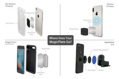 Scosche MAGRKI MagicMount Replacement Metal Plate Kit for Phone, Metal Plates for Magnetic Mount Cell Phone Holder for Car, Universal with All Devices and Phone Case, Black