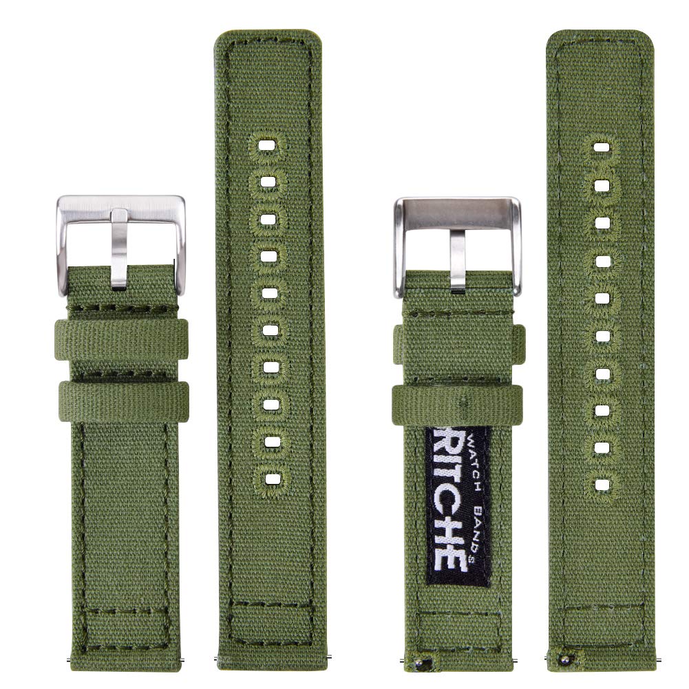 Ritche Christmas Gift 20mm Vintage Canvas Wristbands Watch Bands Replacement Quick Release Watch Straps for Men, White Elephant Gifts, Stocking Stuffers for Men, Father's Day gifts