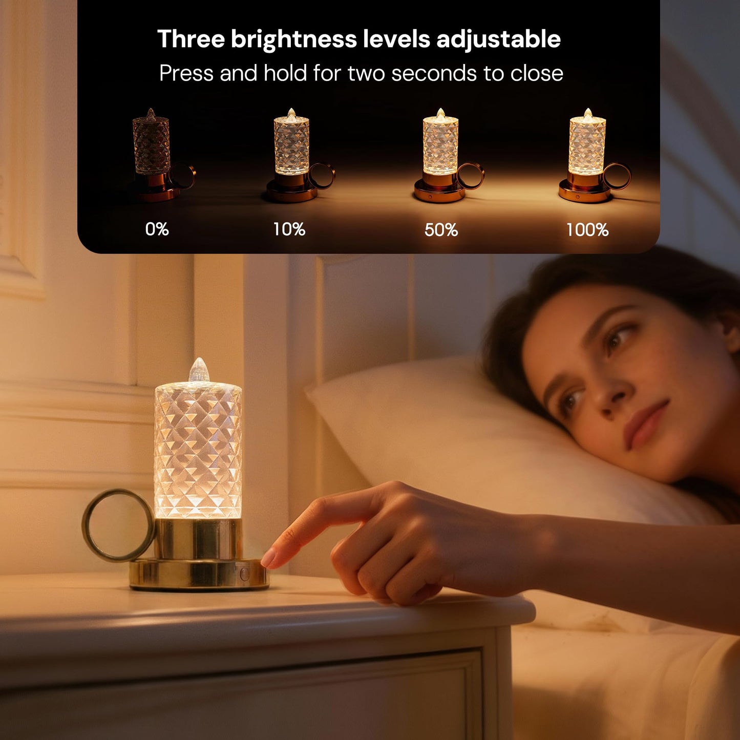 L LOHAS LED Flameless Candles, 3 Level Brightness Adjustable, 1000mAh Rechargeable Battery Operated Candles, 3000K Soft White, Fake Candles for Valentines Aniversary Wedding, 3.93"x2.95"4.84", 2 Pack