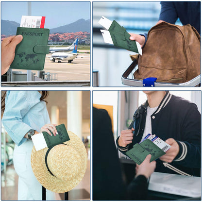Passport Holder, Passport Cover with Credit Card Slot and Boarding Pass Slot Combo, Passport Wallet Case Book Travel Must Have, RFID Blocking Leather Travel Accessories, Green