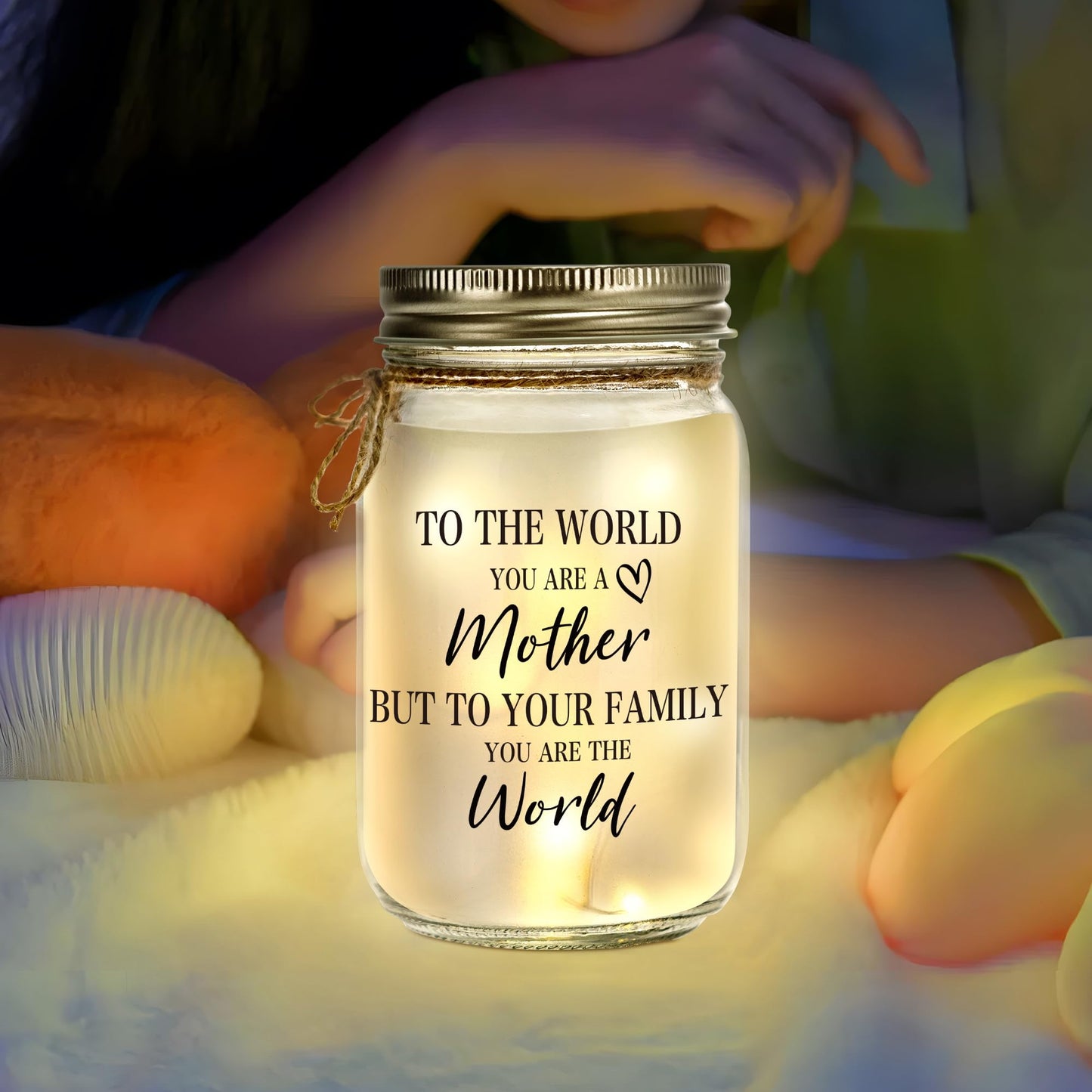 Kenon Mason Jar Night Light for Mom, Home Decoration Lights, Personalized Night Light for Birthday, Thanksgiving, Mothers Day Gift
