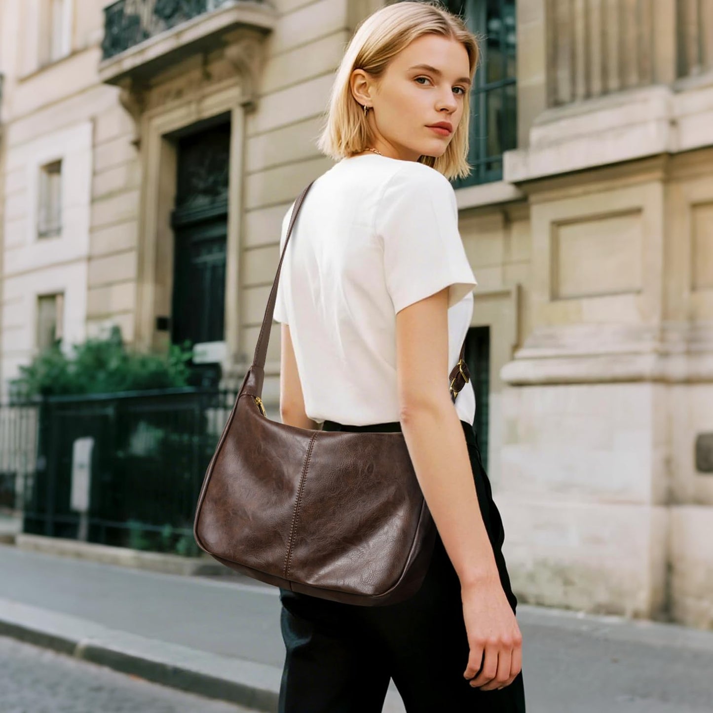 Sightor Hobo Bags for Women Leather Slouchy Bag Ultra Soft Vegan Purse Vintage Shoulder Bag Trendy Everyday Handbag (Coffee)