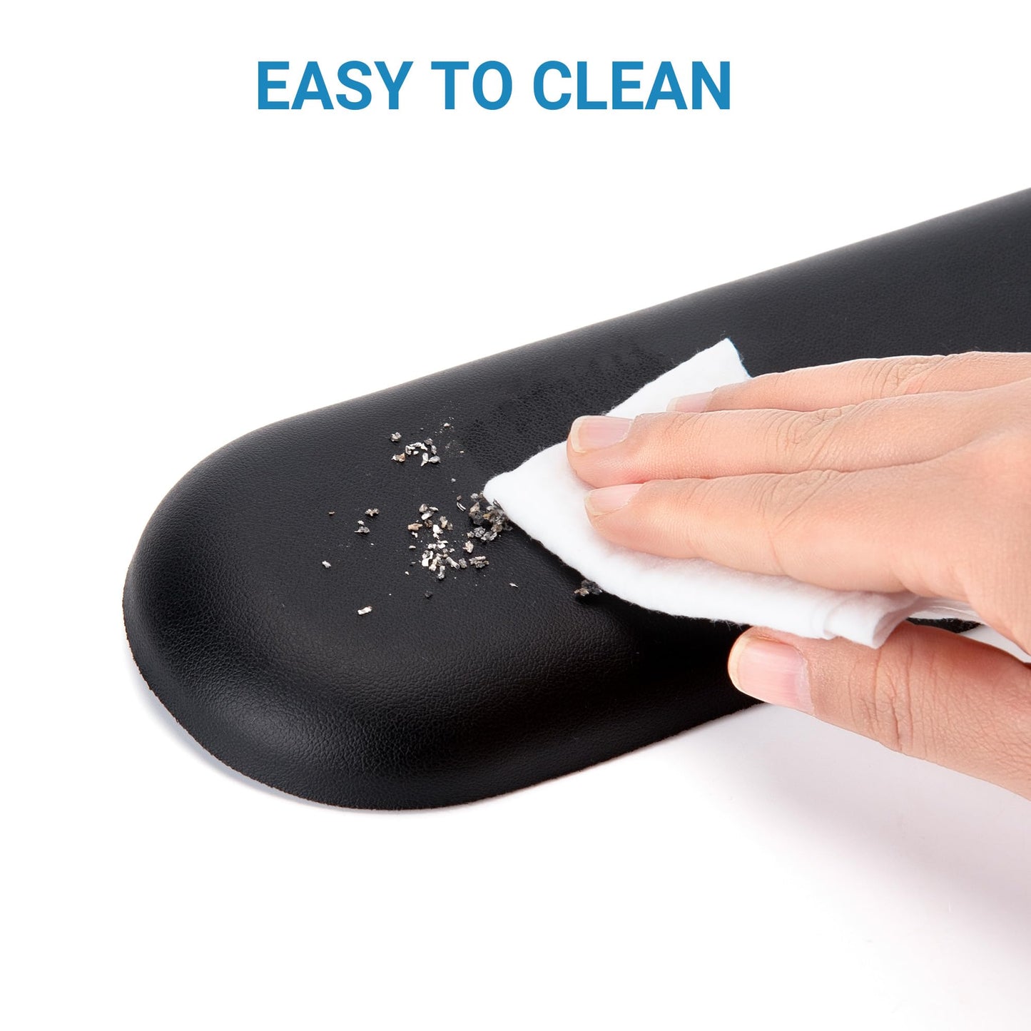 ASFSKY Keyboard Wrist Rest for Full-Size Mechanical Keyboards, 17-Inch Ergonomic Memory Foam Wrist Support with PU Leather Surface, Easy to Clean for Office, Gaming & Coding (Classic Black)