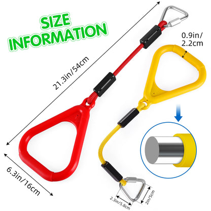 PELLOR Gymnastic Ring, Ninja Rings, Monkey Bars Adjustable Children's Home Gym Equipment, Pull Up Rings Sets for Workout Bodyweight Fitness Training
