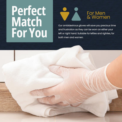 MED PRIDE Medical Vinyl Examination Gloves (Medium, 100-Count) Latex & Rubber Free, Ultra-Strong, Clear Disposable Powder-Free Gloves for Healthcare & Food Handling Use