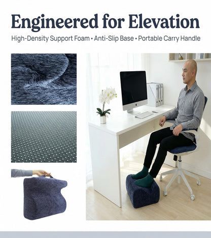 ZXMCJD Ergonomic FootstoolTwo-Way Tilt Design with Heel & Arch SupportWide Non-Slip Foam Footrest with 3-Point Support, Removable Washable Cover for Office/Home, for Prolonged Sitting & Under-Desk Use