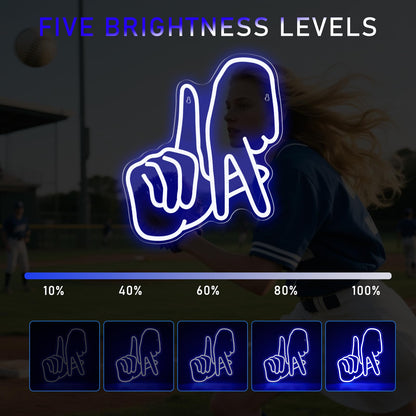 Los Angeles Neon Sign for Garage Wall Decor LA Baseball Gesture Neon Lights for Man Cave Dimmable Baseball Team Logo Led Sign Bedroom Party Birthday Gift for Fans