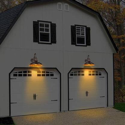 Exterior Farmhouse Gooseneck Barn Light, 2PCS Dusk to Dawn Outdoor Lighting, 16 Inch Vintage Outside Garage Lights Fixtures for Patio Frontdoor Entryway Doorway