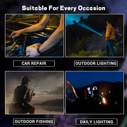 YLUIQDZL 2 Pack Rechargeable LED Flashlight,90000 High Lumens Tactical Flashlights with 7 Modes,Waterproof Zoomable Handheld Flash Light with COB Work Light for Camping,Emergencies,Home