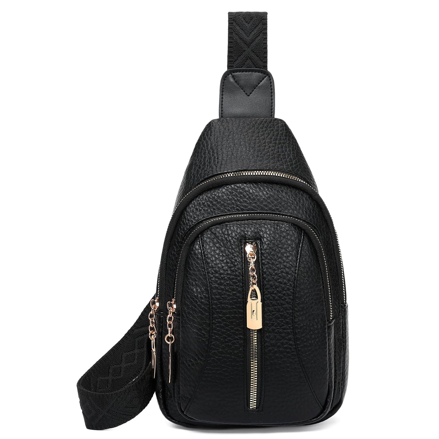 GOIACII Cossbody Bag for Women Sling Bag Anti Theft Travel Purse Fanny Packs Leather Black