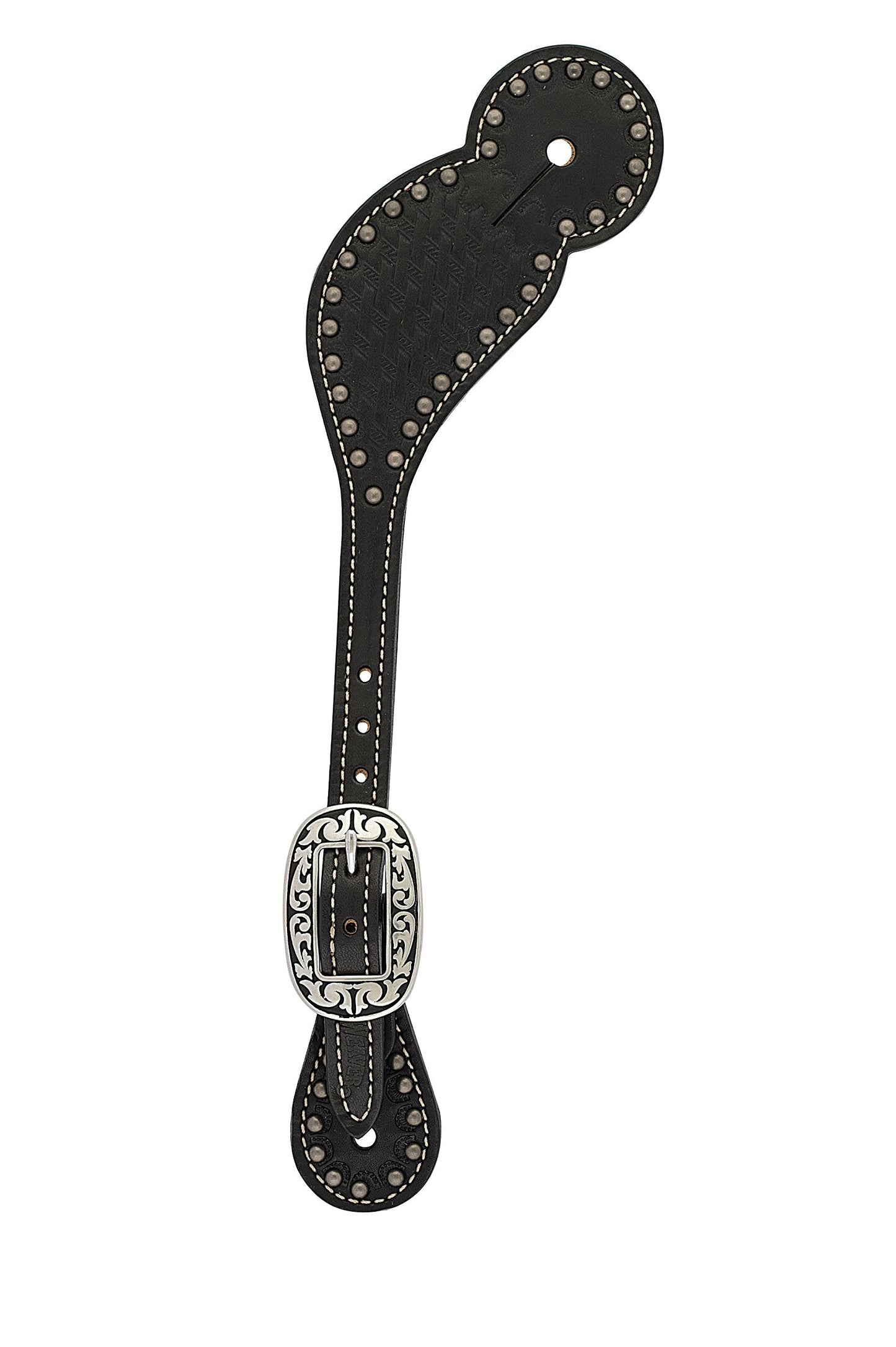 Weaver Leather Basketweave Bridle Leather Spur Straps, Black