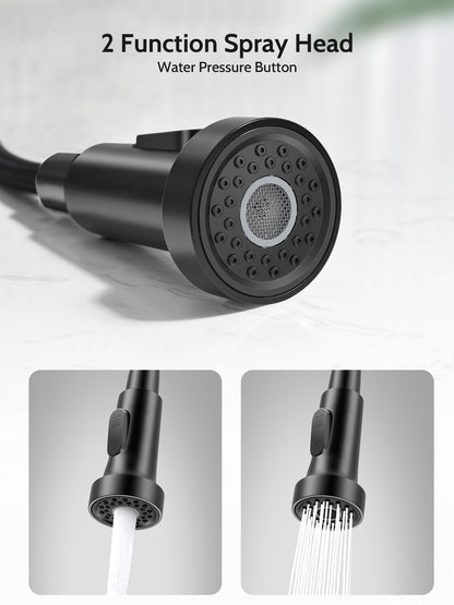 Kitchen Faucet with Pull Down Sprayer, High Arc Single Handle Stainless Steel Kitchen Sink Faucet with Sprayer for Rv Camper, Matte Black
