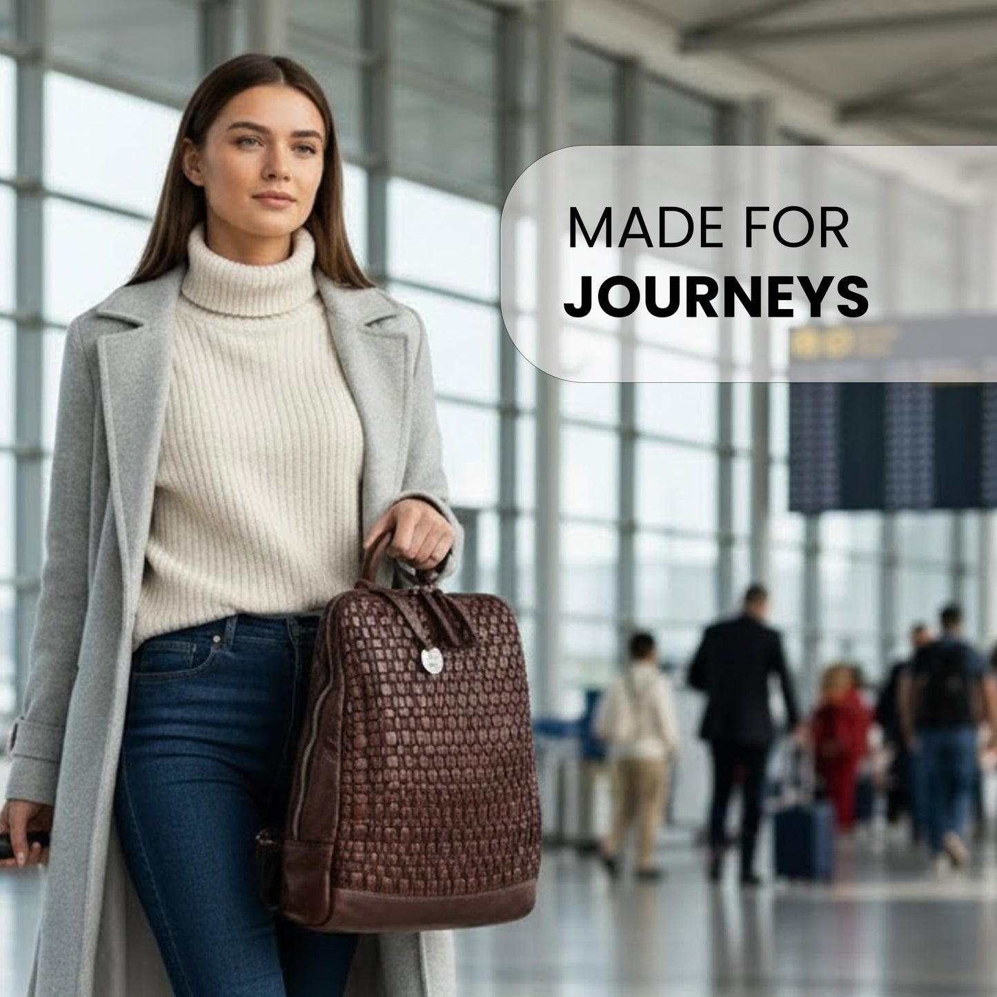 VILENCA HOLLAND 12.5 Inch Genuine Leather Backpack for Women and Men, Brown Leather Backpack with Adjustable Shoulder Strap