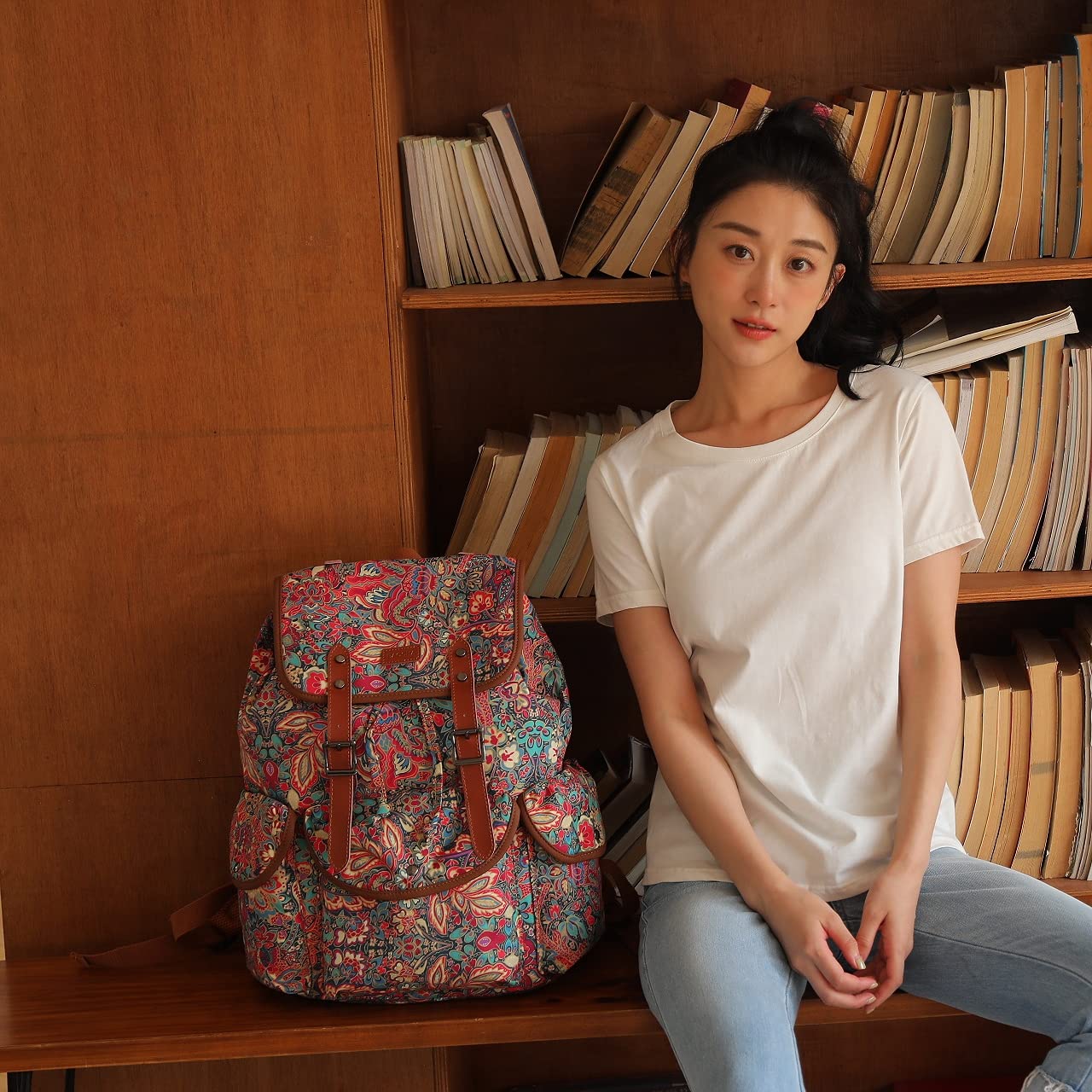 Baosha Large Women Laptop Backpack 15.6 inch Computer Backpack Travel Hiking Backpack With Free Toiletry bag CN-01 (HS)