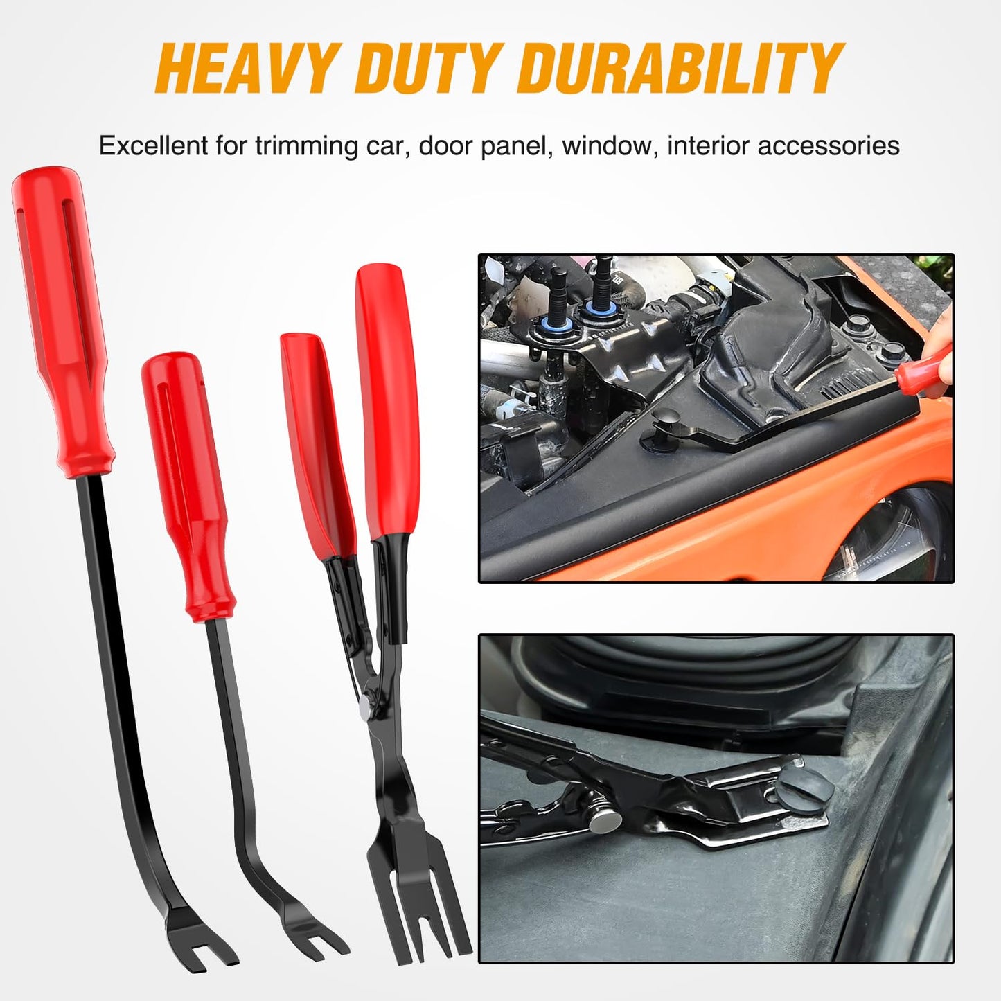 GOOACC 330Pcs Trim Removal Tool, Auto Push Pin Bumper Retainer Clip Set Fastener Terminal Remover Tool Adhesive Cable Clips Pry Kit Car Panel Radio Removal Auto Clip Pliers, Red