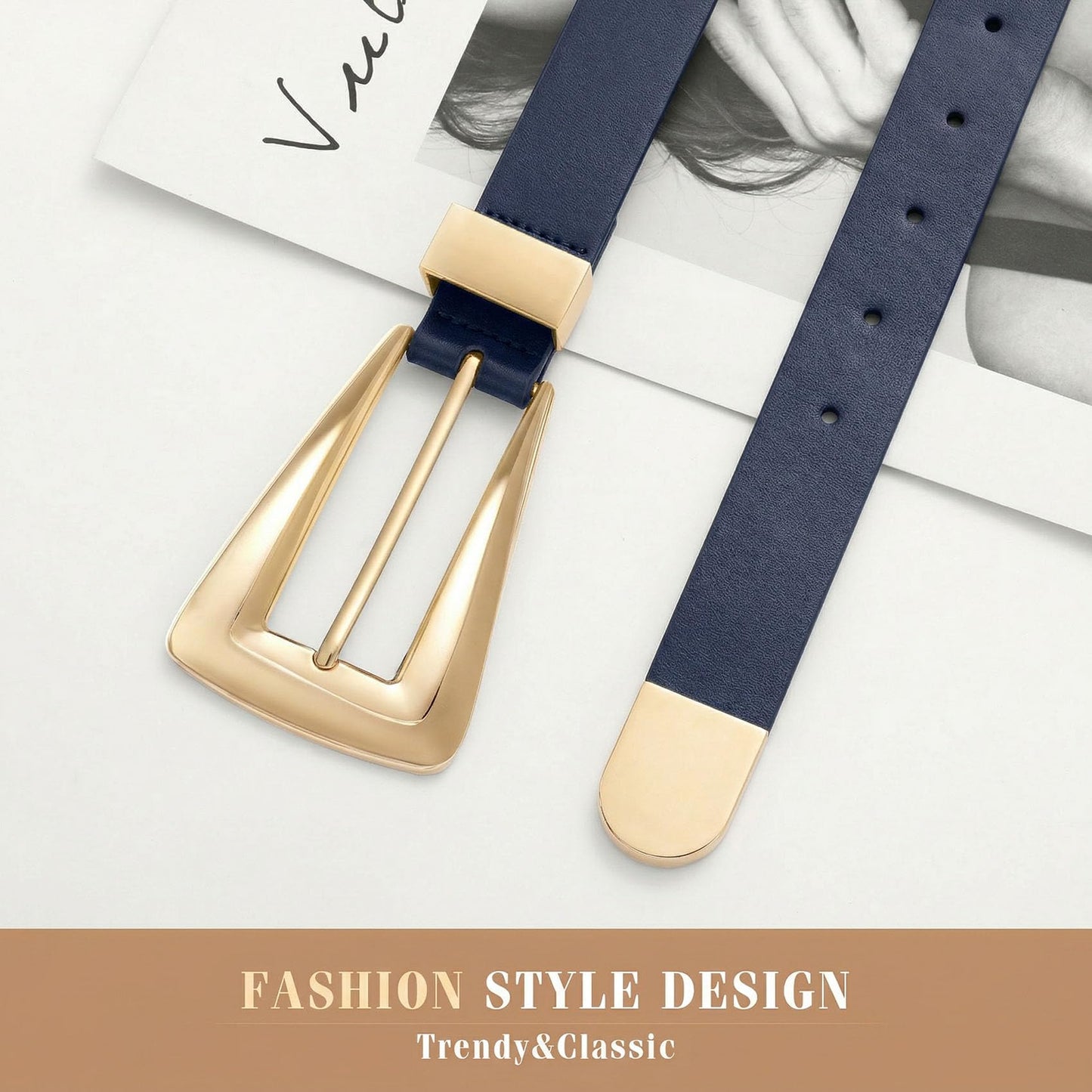 Women's Leather Belts for Jeans Pants Fashion Leather Waist Belt Ladies Dress Belts with Gold/Silver Buckle