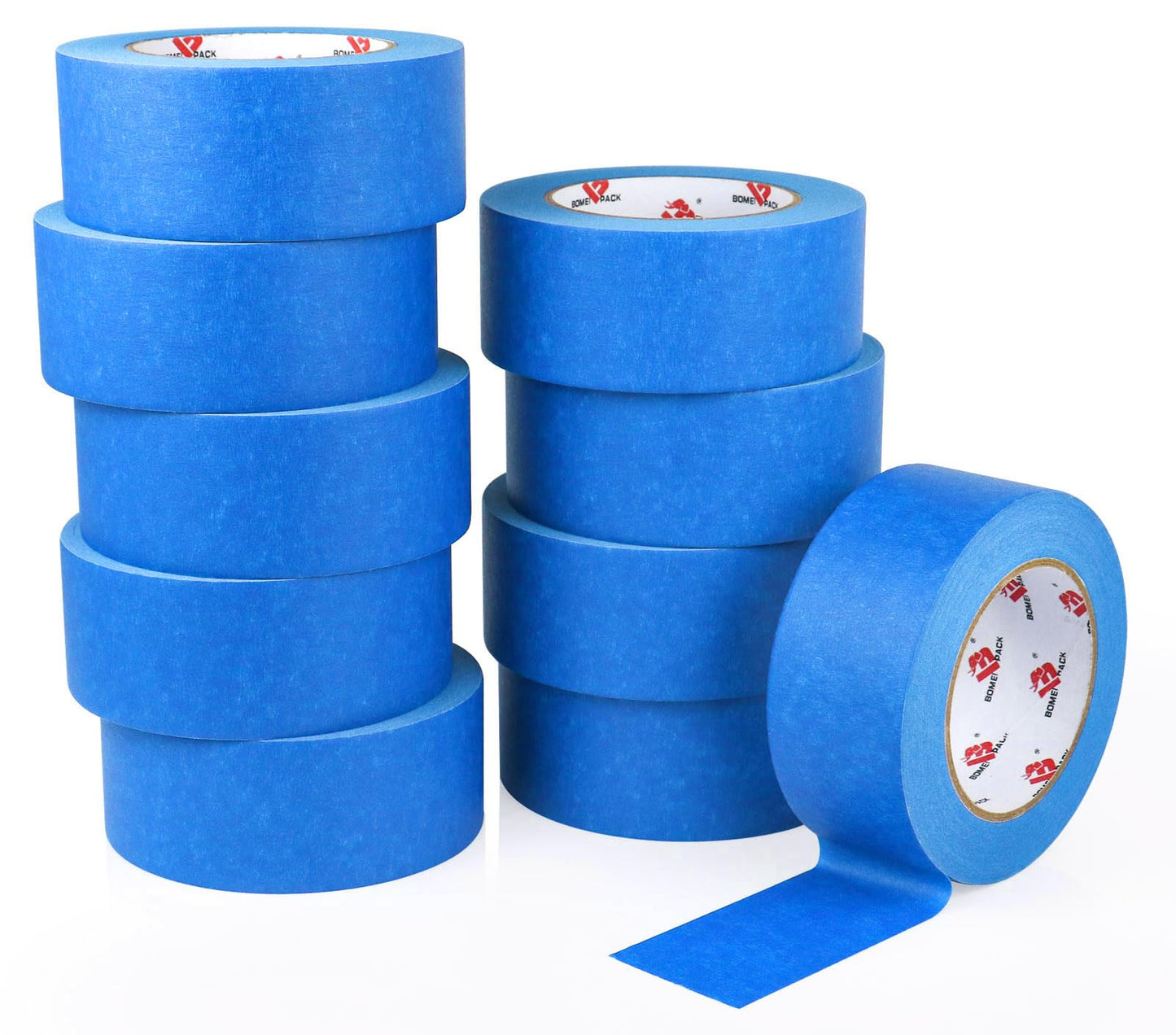 BOMEI PACK 10 Rolls Painters Tape 2 inch Wide, Painter's Tape Blue Masking Tape 2 inch x 55 Yards for Walls Painting, Home Improvement and School Projects, Total 550 Yards