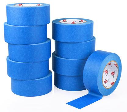 BOMEI PACK 10 Rolls Painters Tape 2 inch Wide, Painter's Tape Blue Masking Tape 2 inch x 55 Yards for Walls Painting, Home Improvement and School Projects, Total 550 Yards