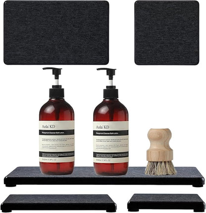 3PCS Water Absorbing Soap Dish Sponge Holder, Diatomite Stone Drying Tray Mat
