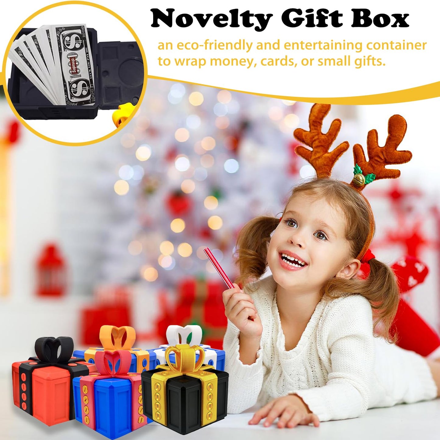 Annoying Gift Box with Screws, Annoying Present Prank Screw Box, Money Card Container Novelty Box, Take Apart Surprise Funny (Black-Yellow)