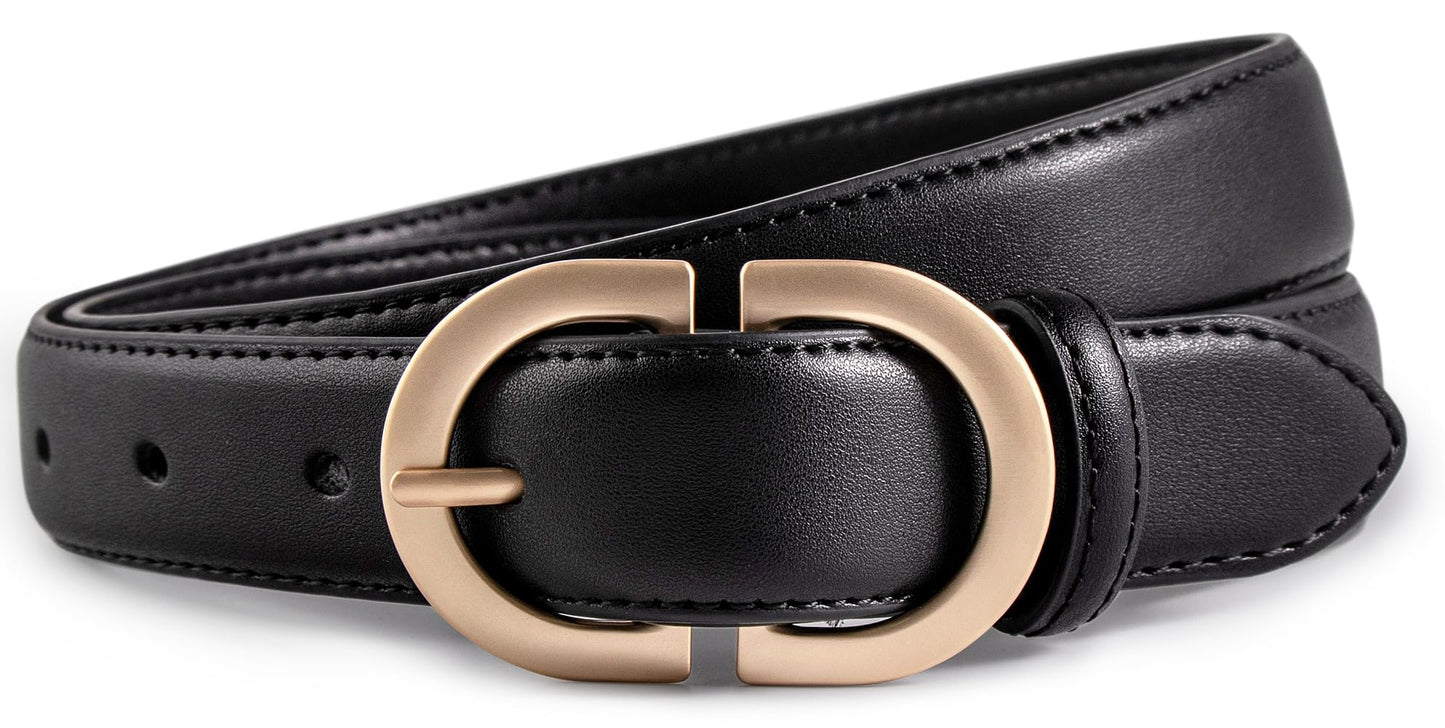 Umjetnost Women Leather Belt for Jeans Pants Fashion Ladies Casual Waist Belt with Gold Buckle(A30-Black-S)