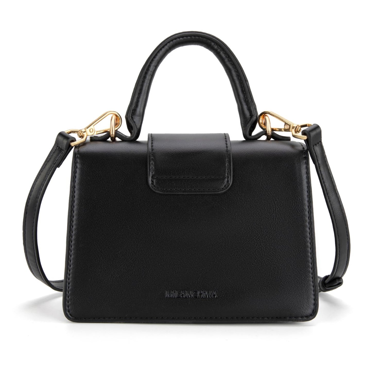 Milan Chiva Small Top Handle Purses for Women Mini Satchel Crossbody Bag Elegant Trendy Square Bag Designer Handbag MC-415BK
