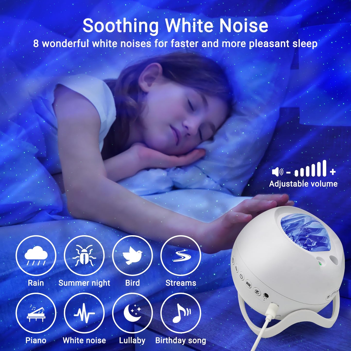 HERHOTER Star Projector,Northern Lights Projector,with Bluetooth Speaker, White Noise, Remote Control,Night Light,for Game Room, Adults, Family Gatherings,Galaxy Projector Bedroom