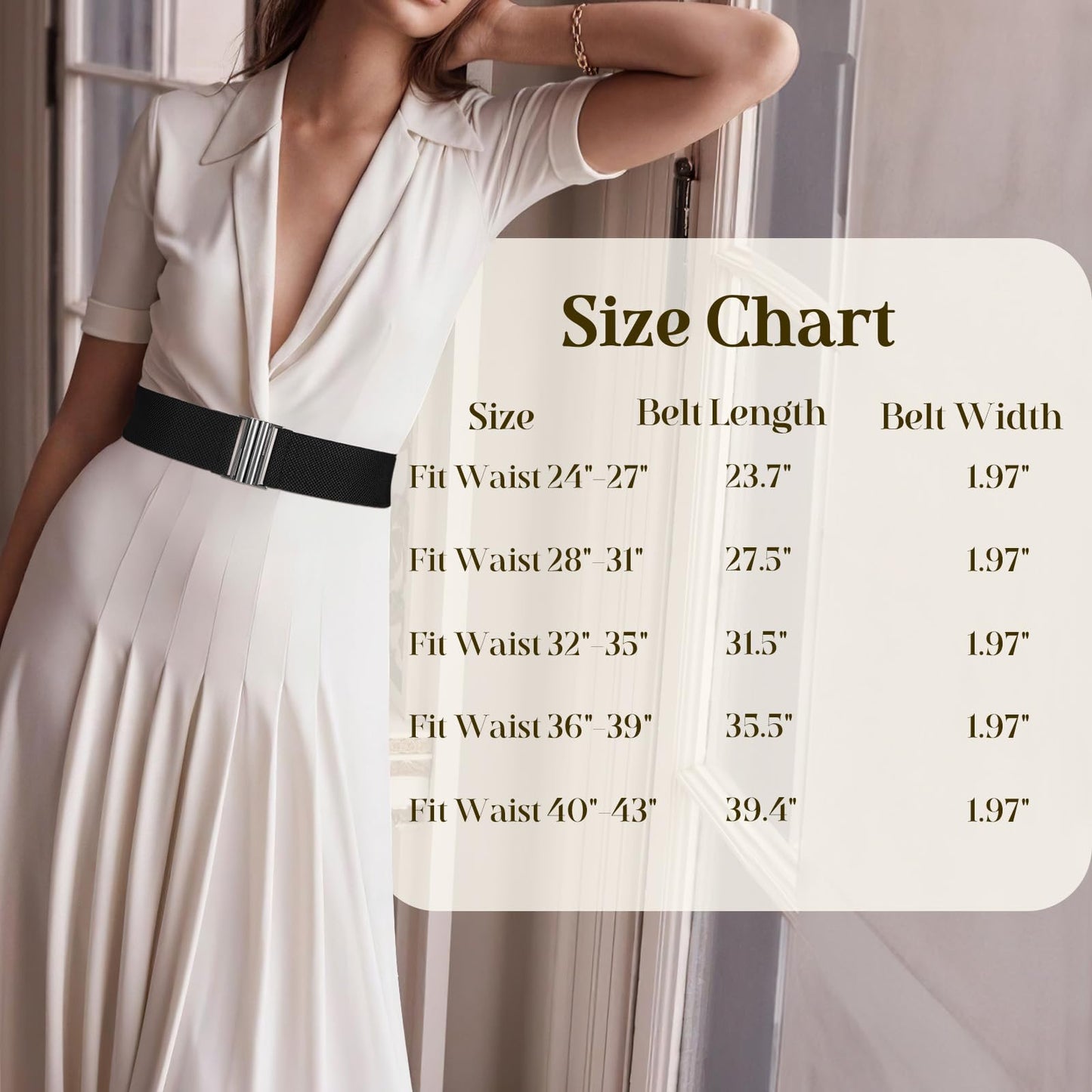 Womens Wide Elastic Waist Cinch Belt - Stretchy Vintage Trimmer Belt for Dresses