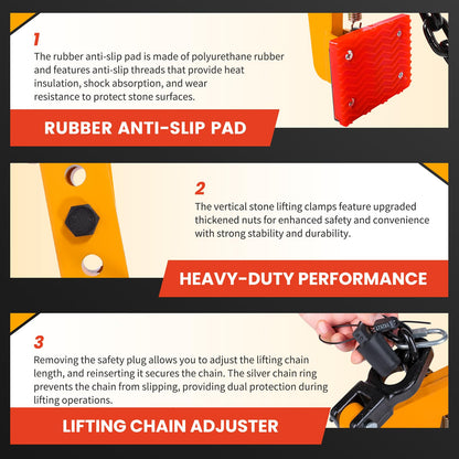 GRYVOZE 1763 lbs Granite Slab Lifting Clamp, Adjustable Range: 14"-35", Heavy Duty Stone Scissor Lifter Clamp for Carrying and Vertical Transport of Marble, Concrete Blocks, Slate Sheets, Curb Stones