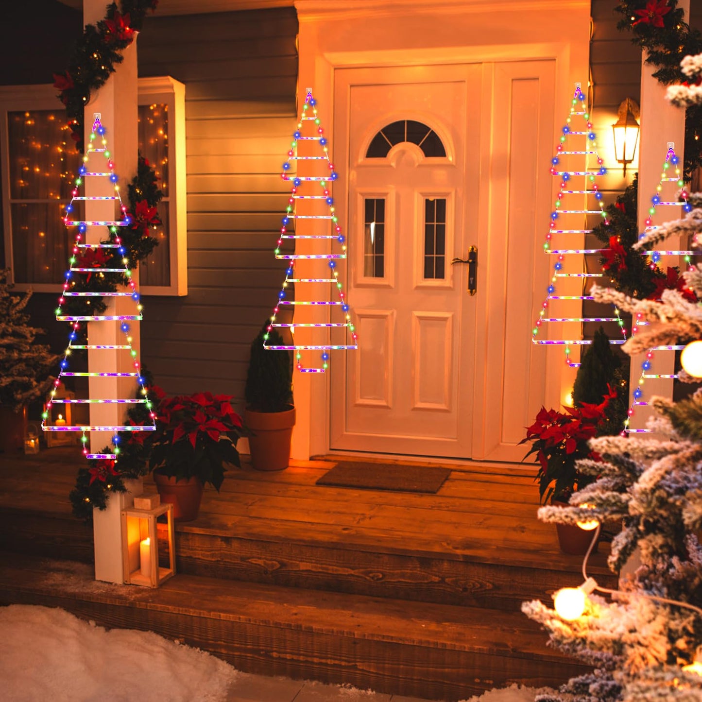 MUYUN LED Christmas Ladder Tree Lights, 4.3ft, 165 Multicolor LEDs, 8 Modes, Waterproof, Indoor/Outdoor