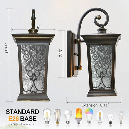 ALVIME Dusk to Dawn Outdoor Wall Lights, Exterior Lighting Fixtures, Porch Outside Wall Sconce for Entryway, Farmhouse, Front Door, Patio, Garage, E26 Base&Clear Seeded Glass