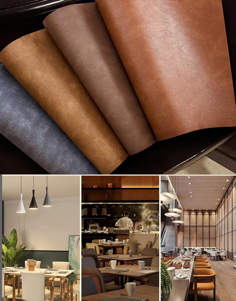 Leather Round Table Washable Placemats, Thick Faux Leather Heat Resistant Wedge Table Placemat, Waterproof Non-Slip Easy to Clean Place mat for Kitchen Coffee Dining Room Table Set of 8