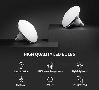 RALENO Softbox Lighting Kit, 2 x 16'' x 16'' Photography Studio Equipments with 50W / 5500K / 95 CRI LED Bulbs, Continuous Lighting System for Video Recording and Photography Shooting Model：PS080