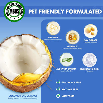 Paw Cleaner | No-Rinse Foaming Cleanser for Dogs Cats | 7 fl oz | Gentle and Safe | Pleasant Smell | Deep Clean Pet Paws | Bottle with Removable Soft Silicone Brush, 2 Bottles