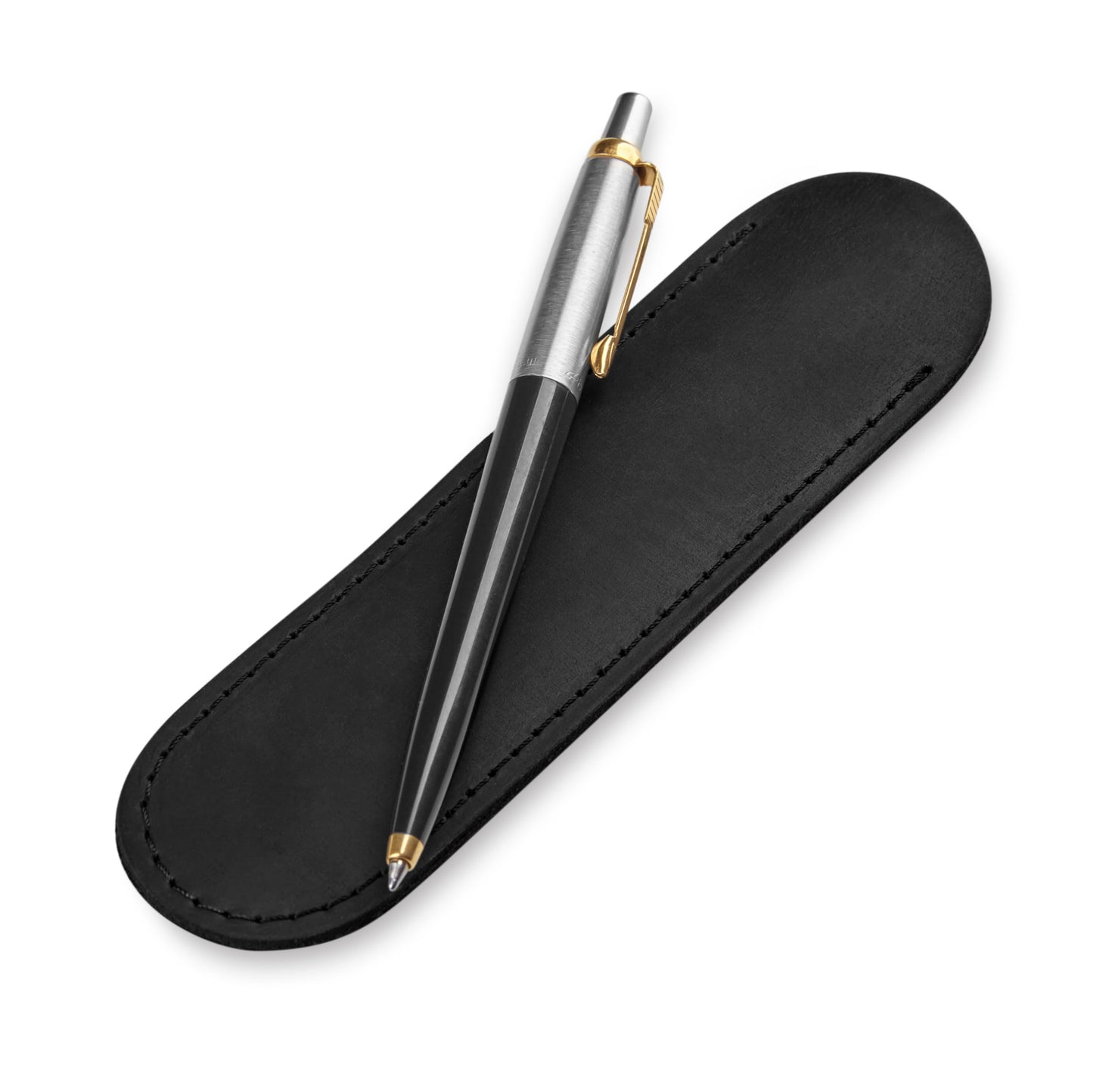 MAKYN Leather Pen Case, Single Pen Pouch Cover, Fountain Pen Sleeve Holder (Black)