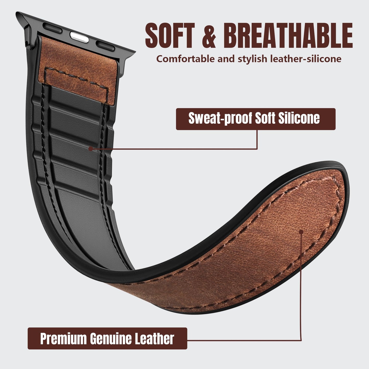 Charlam Magnetic Leather Bands Compatible with Apple Watch Bands 49mm 46mm 45mm 44mm 42mm 41mm 40mm 38mm Men Women,Genuine Leather Straps for iWatch Bands Ultra 3/2/1 SE Series 11 10 9 8 7 6 5 4 3 2 1