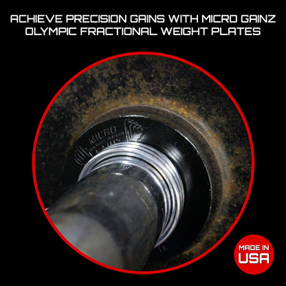 Micro Gainz Calibrated Fractional Weight Plate Set of 2 Plates, Choose Set (.25LB-1.25LB), Designed for Olympic Barbells for Strength Training & Micro Loading Bar Weights, Made in USA (1.25lb Black)