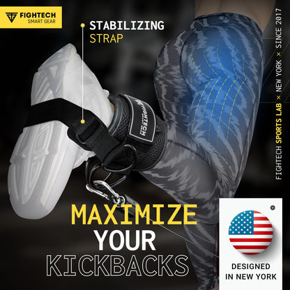 FIGHTECH Ankle Straps Cable Machine Attachment for Gym - Cable Kickback Ankle Straps - Padded Ankle Cuffs for Glute Kickbacks and Leg Workouts (Black PRO)