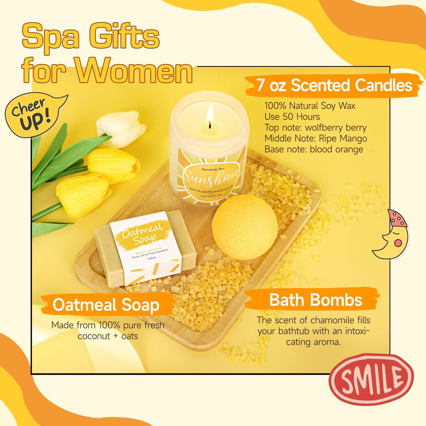 Gift Baskets for Women, 10pcs Unique Birthday Gifts for Women, Best Friend Birthday Christmas Gift, Get Well Soon Gift Basket Sending Sunshine Cheer Up Box for Sister Friendship - BRIGHTEN UP HER DAY