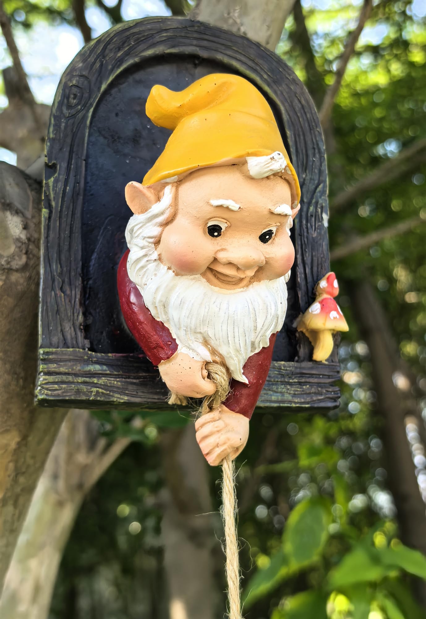 Ahbuohe Gnome Garden Decoration Climbing Tree Decor Outdoor,Fairy Door Tree Face Figurine Lawn Patio Decor,Funny Climbing Elves Tree Peeker Sculpture Yard Art