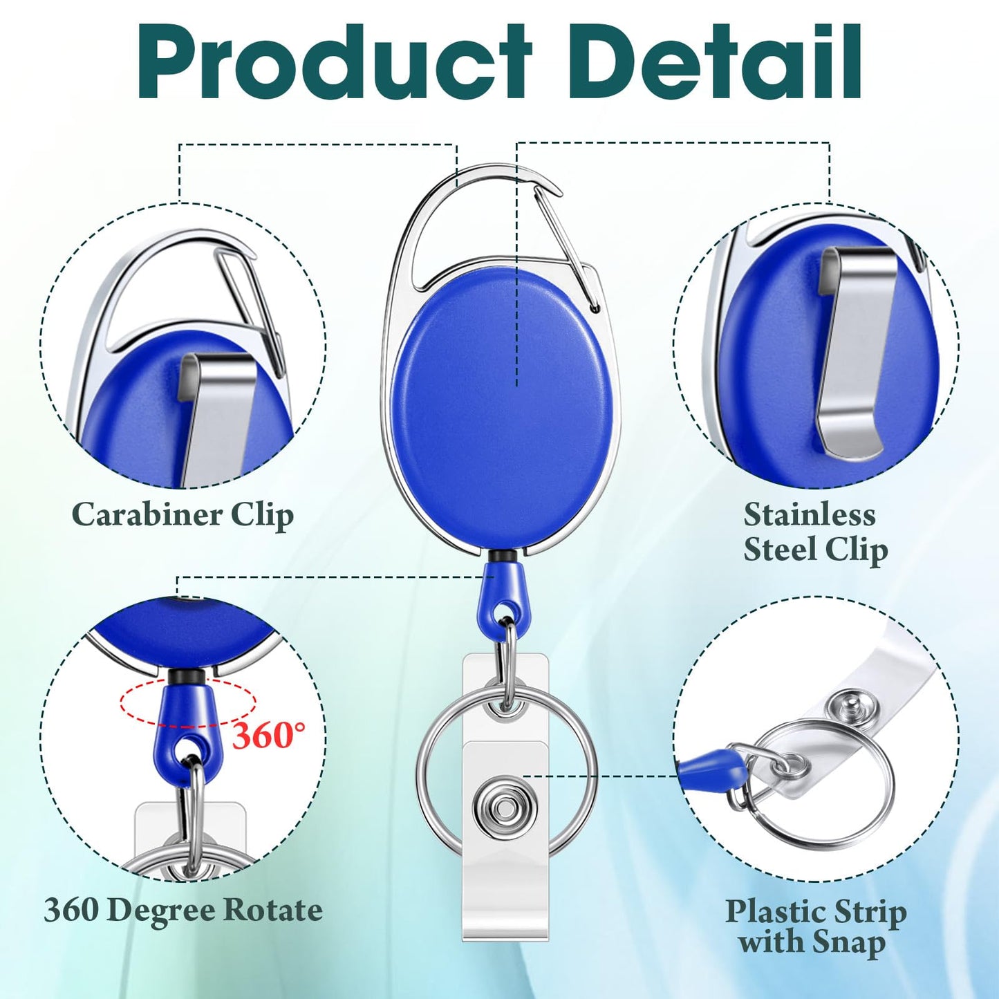 Honoson 50 Pcs Heavy Duty Retractable Badge Reels Batch ID Badge Holder Retractable Clip Bulk Key Holder with Ring for Office Worker Employee, Doctor Nurse Gifts (Bright Color)