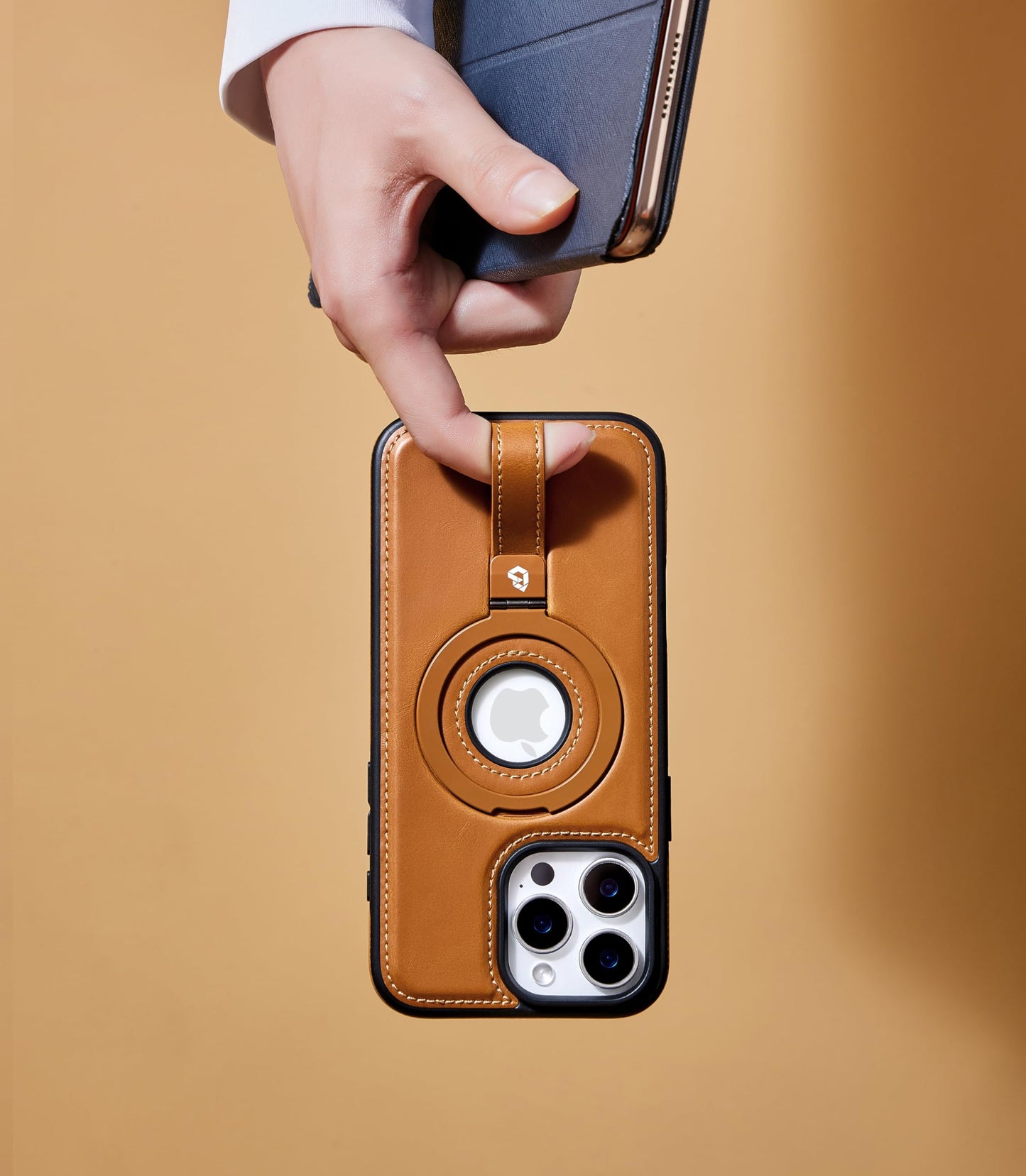 Butaiga for iPhone 16 Pro Max Leather Case with Stand, Anti-Slip Grip Ring, Fits for MagSafe (Brown, iPhone 16 Pro Max)