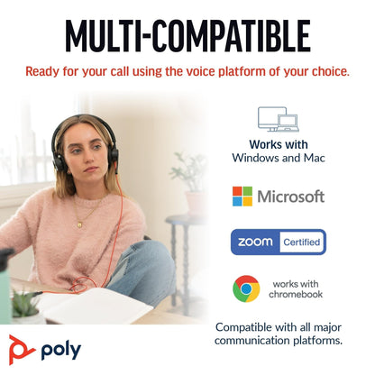 Poly Blackwire 8225 Premium Wired Headset (Plantronics) – Active Noise Canceling – Hi-fi Stereo - Connect to PC/Mac - Works w/Teams, Zoom - Amazon Exclusive