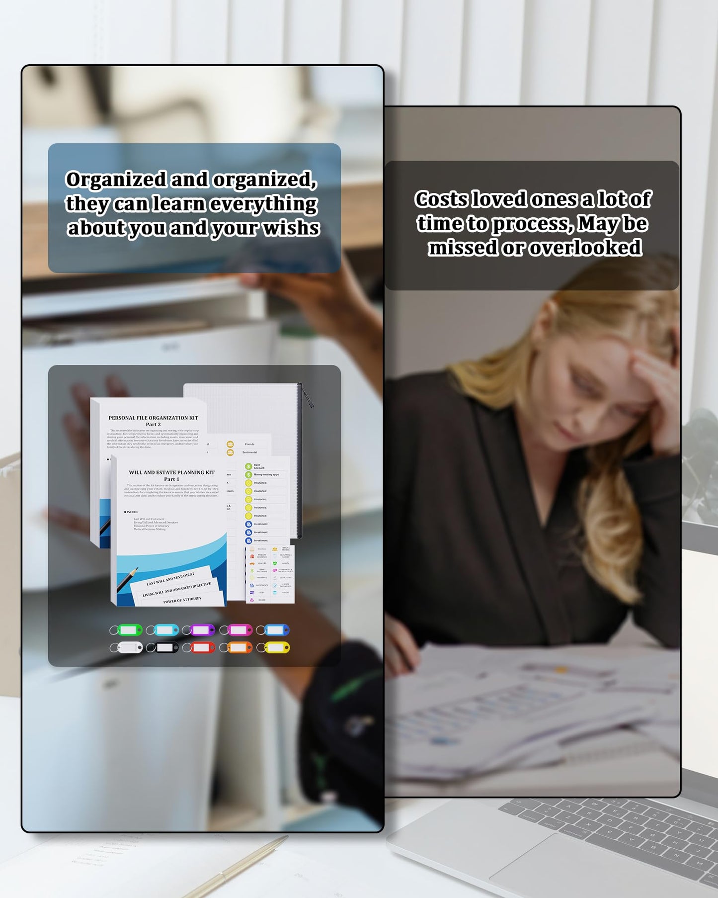 Estate Kit - Personal File Organization Kit and Estate Planning Kit, Systematic Organisation of Document Organizer and Planning, Detailed Instructions for Living Wills, Last Wills and testaments, POA